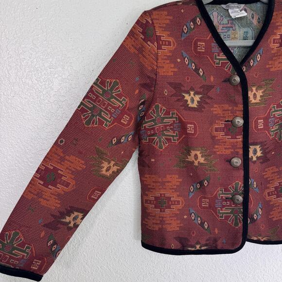 Stonebridge Jacket Womens Petite Small Tapestry Aztec Southwestern Boho Western - Picture 6 of 9